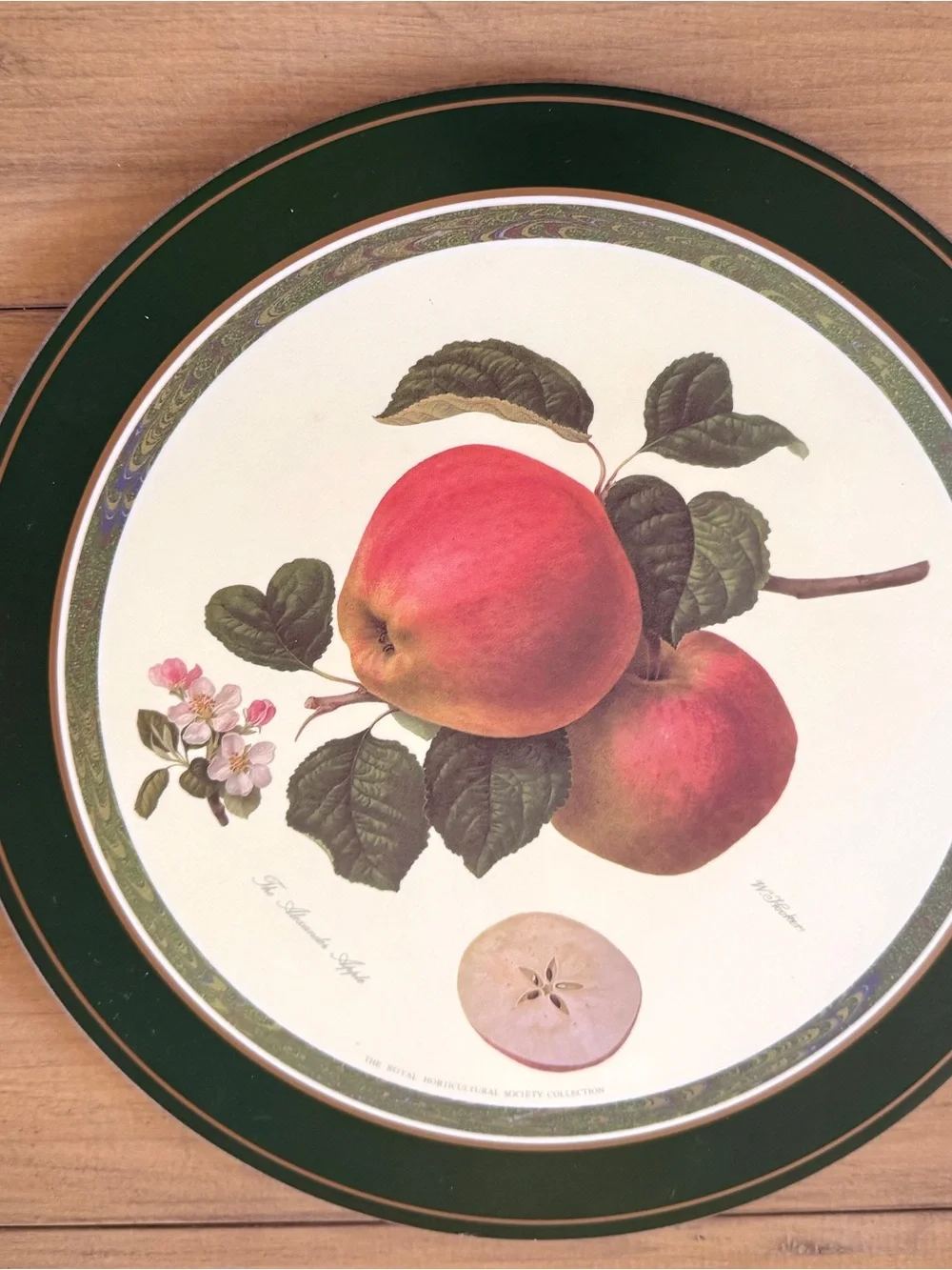 Pimpernel RHS W Hooker Cork Backed Trivets Set of 2 Botanical Apple Fruit
